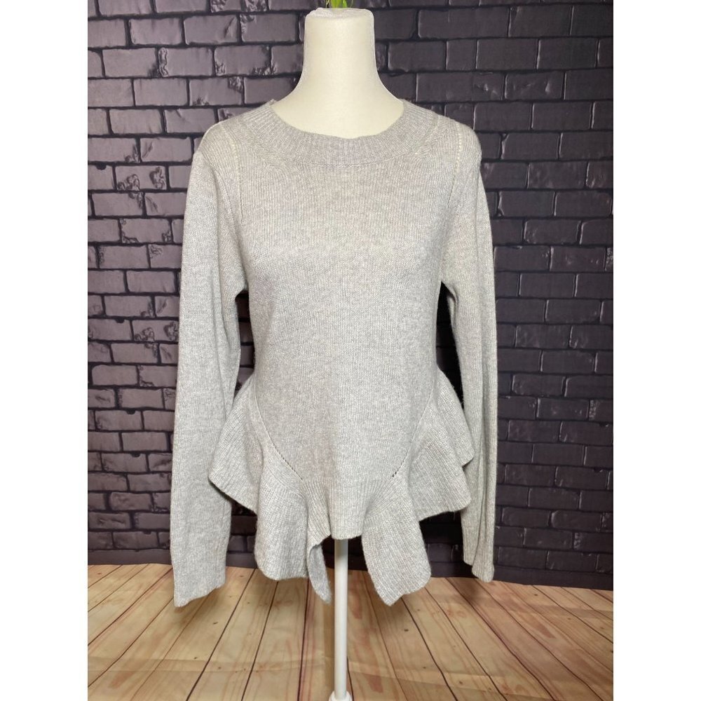 Silvia Novelli Wool Cashmere Blend Dove Gray Peplum Sweater S